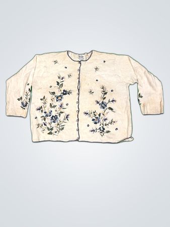 Cary St. Clair Embroidered Floral Cardigan