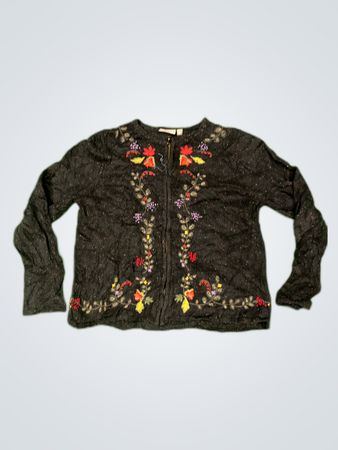 Craft & Barrow Embroidered Black Cardigan