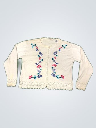 White Embroidered Sweater