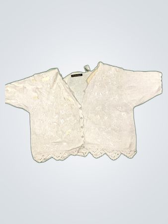 Dana Scott White Lace Trim Cardigan