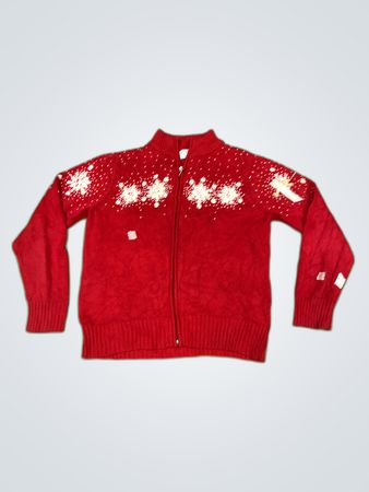 Cleo Red Snowflake Zip-Up Cardigan