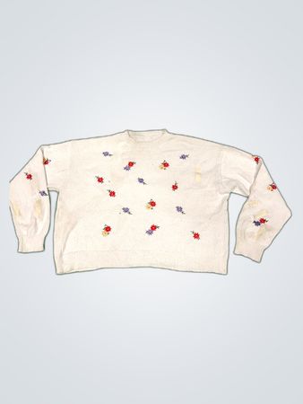 H&M Floral Embroidered Crewneck Sweater