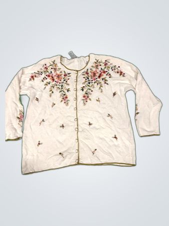 Dressbarn Embroidered Floral Cardigan