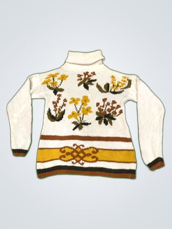 That's Me! Floral Knit Turtleneck Sweater
