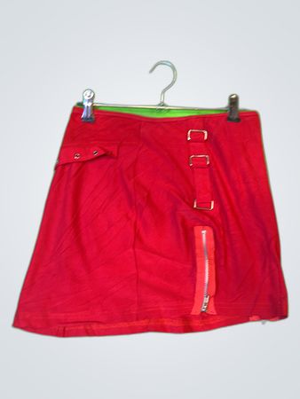 H&M Red Buckle Detail Mini Skirt