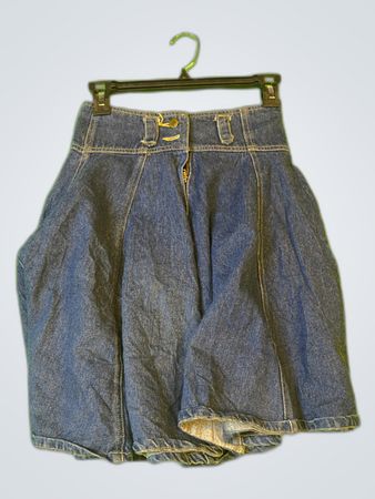 High-Waisted Flared Denim Mini Skirt