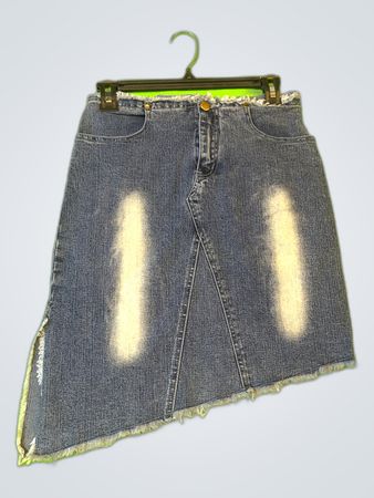 Distressed Denim Mini Skirt