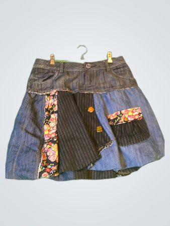 Unbranded Patchwork Denim Mini Skirt