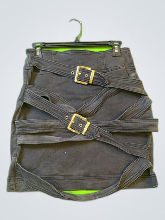 Gray Skirt with Buckles