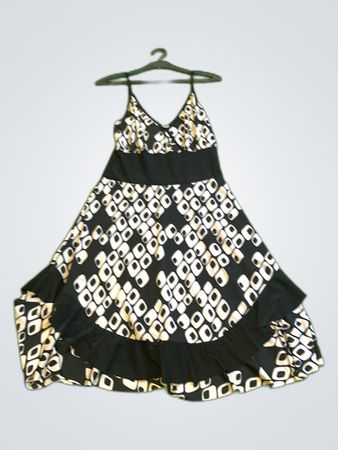 Black and White Geometric Print Sleeveless Dress
