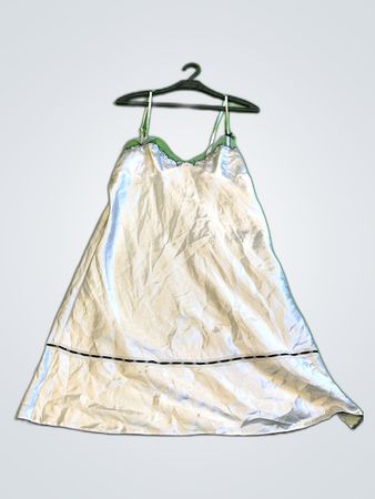 White Satin Slip Dress with Lace Trim