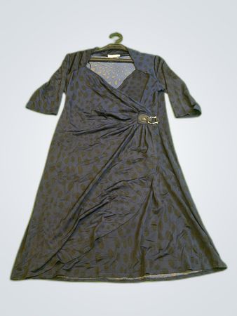 Promod Navy Leopard Print Wrap Dress