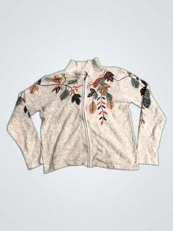 dressbarn Floral Zip-Up Sweater