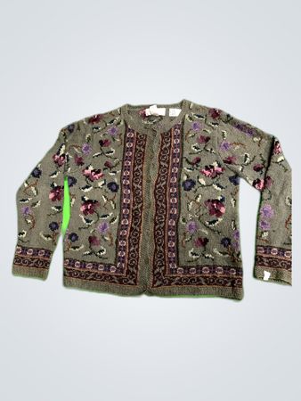 Jones New York Floral Knit Cardigan