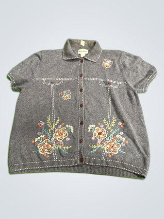 Alfred Dunner Embroidered Knit Cardigan