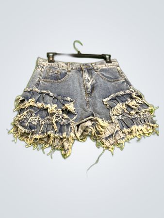 Zara Ruffled Denim Shorts