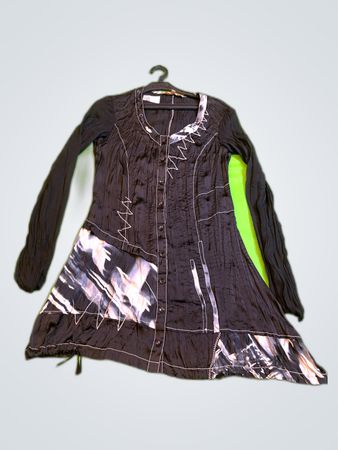 Bibaba Black Abstract Print Long Sleeve Blouse