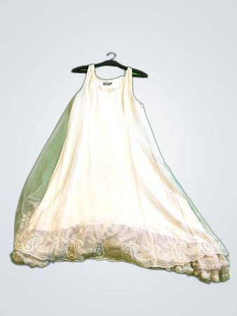 Lino Factory White Lace Trim Midi Dress