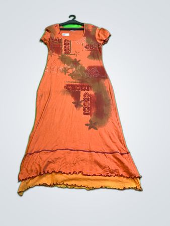 Carlopick Orange Printed Midi Dress