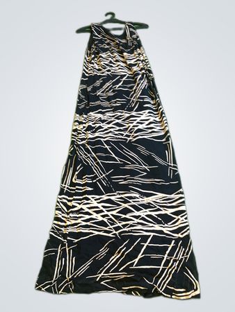 Select by Paris Black and White Striped Maxi Dress