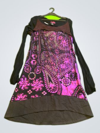 Custo Barcelona Printed Long Sleeve Midi Dress