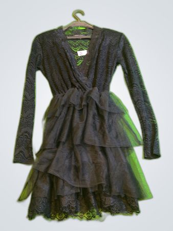 Black Lace Tiered Tulle Wrap Dress