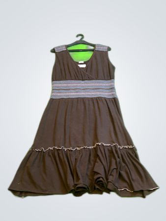 Unbranded Brown Sleeveless V-Neck Midi Dress