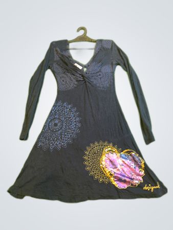 Desigual Printed Long-Sleeve V-Neck Dress