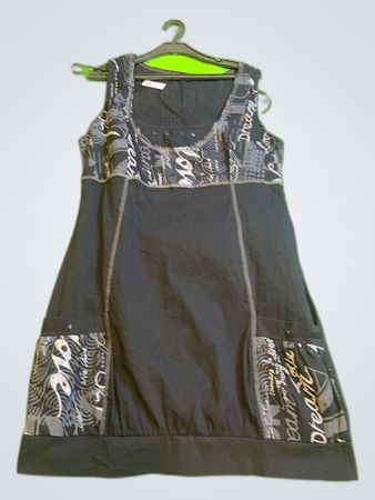 Black Printed Sleeveless Mini Dress