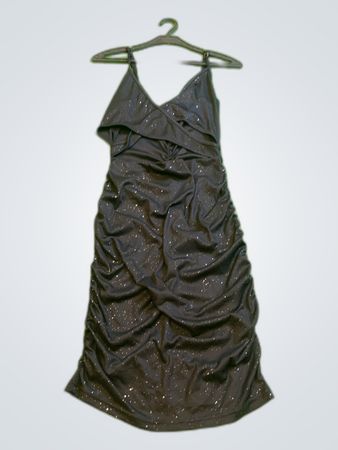 Black Sparkly Ruched Mini Dress