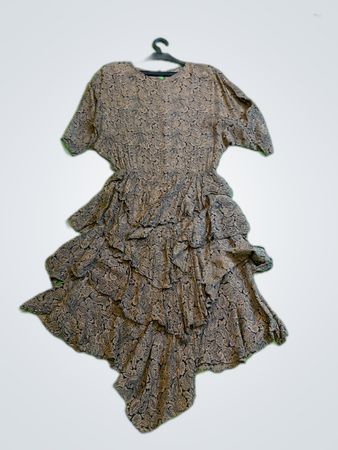 Brown Floral Ruffled Dress