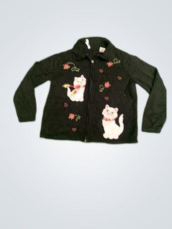 Alaïa Petite Black Embroidered Zip-Up Jacket