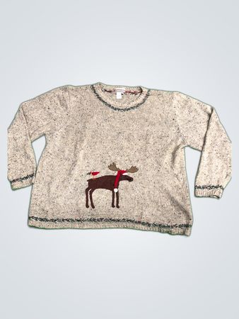 Coldwater Creek Cream Moose Knit Sweater