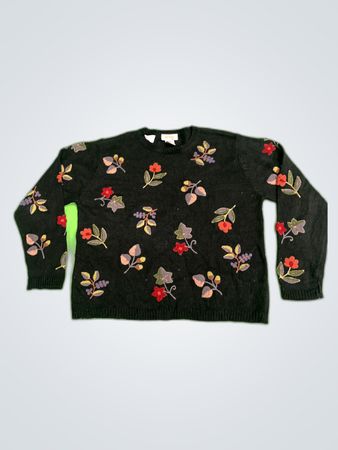 Talbots Floral Embroidered Sweater