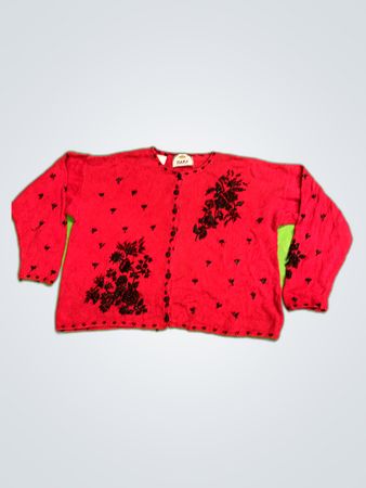 Red Embroidered Sweater