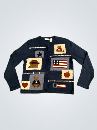 Croft & Barrow Patriotic Patch Cardigan Sweater