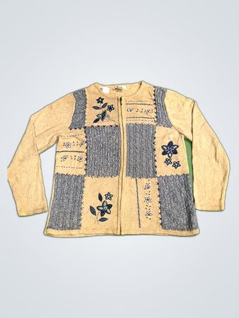 ALIA Patchwork Knit Cardigan