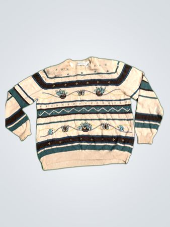 Alfred Dunner Striped Knit Sweater