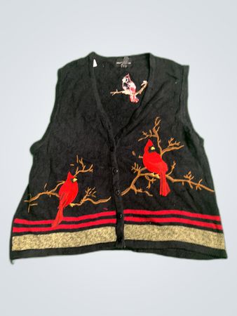 Sag Harbor Embroidered Knit Cardigan Vest
