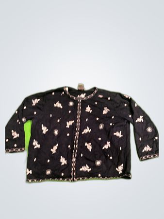 Talbots Black Embroidered Cardigan