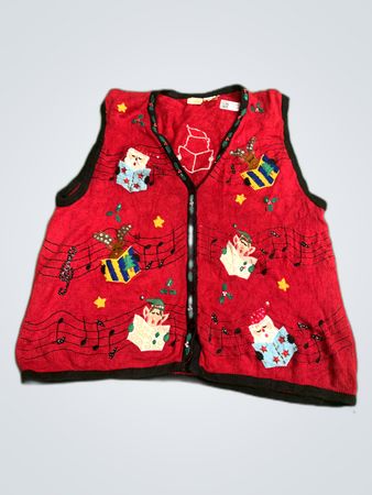 Brooks Brothers Red Christmas Embroidered Sweater Vest