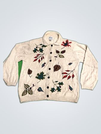 Alfred Dunner Embroidered Leaf Cardigan