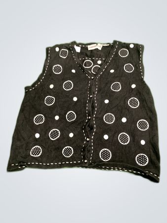 Sharon Young Black Polka Dot Knit Cardigan
