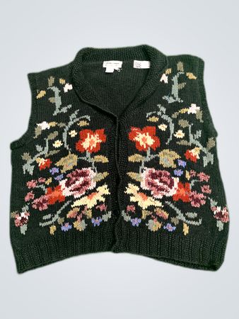 Jennifer Reed Floral Knit Cardigan Vest