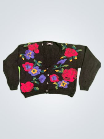 SK Wear Floral Knit Cardigan