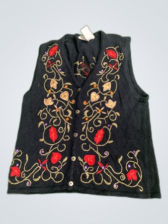 Bobbibrooks Embroidered Knit Cardigan Vest