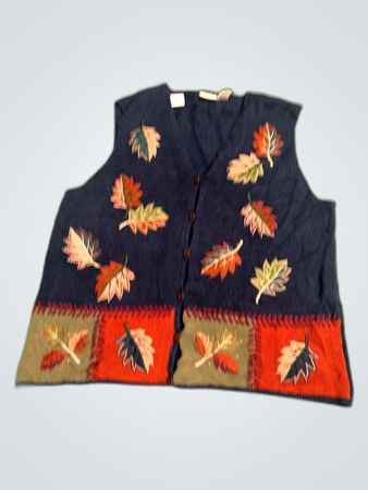 Classic Elements Knitted Leaf Pattern Cardigan Vest