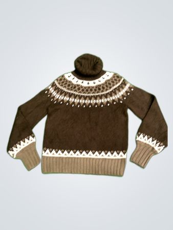 St. John's Bay Brown Fair Isle Knit Sweater