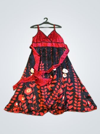 Ted Baker Black Red Floral Wrap Maxi Dress