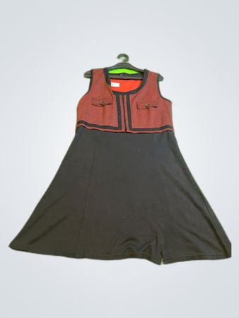 Unbranded Black Midi Dress with Red Houndstooth Vest